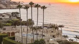 Aerial view of Darwin Deason’s oceanfront La Jolla estate, “The Sand Castle.”