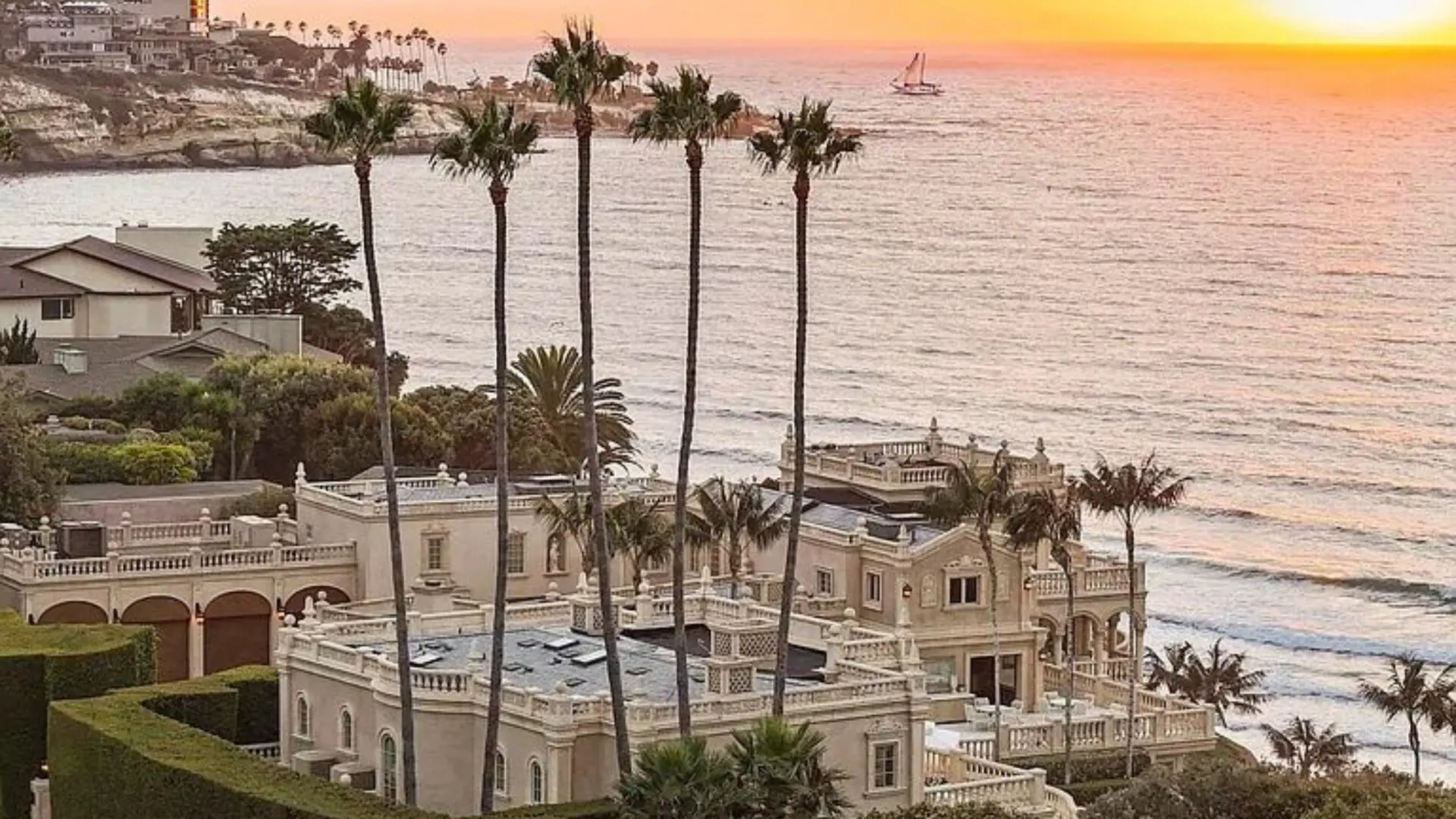 Aerial view of Darwin Deason’s oceanfront La Jolla estate, “The Sand Castle.”