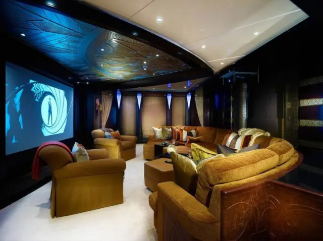 Onboard the Floating Mansion of Business Tycoon Shahid Kahn 10 Private movie theater aboard the Kismet yacht