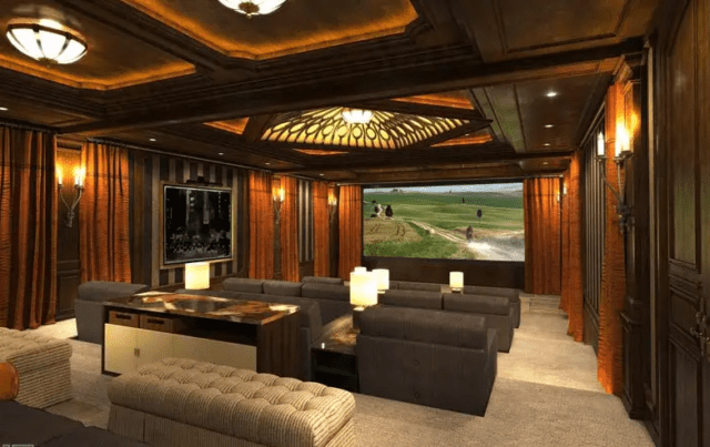 Mark Wahlberg’s home movie theater, large screen 