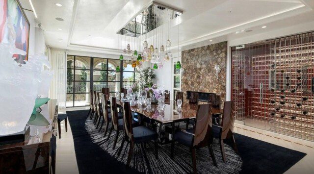 Sophisticated dining room in Michael Amini’s home 