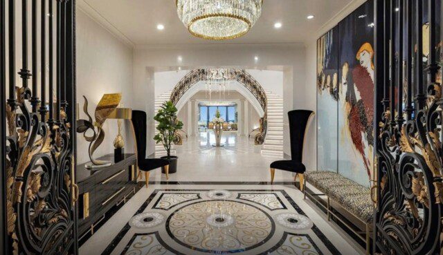 Grand foyer in Michael Amini’s Newport Beach house 