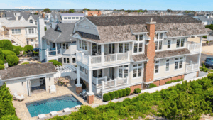 Exterior view of luxurious beachfront mansion in Stone Harbor, NJ