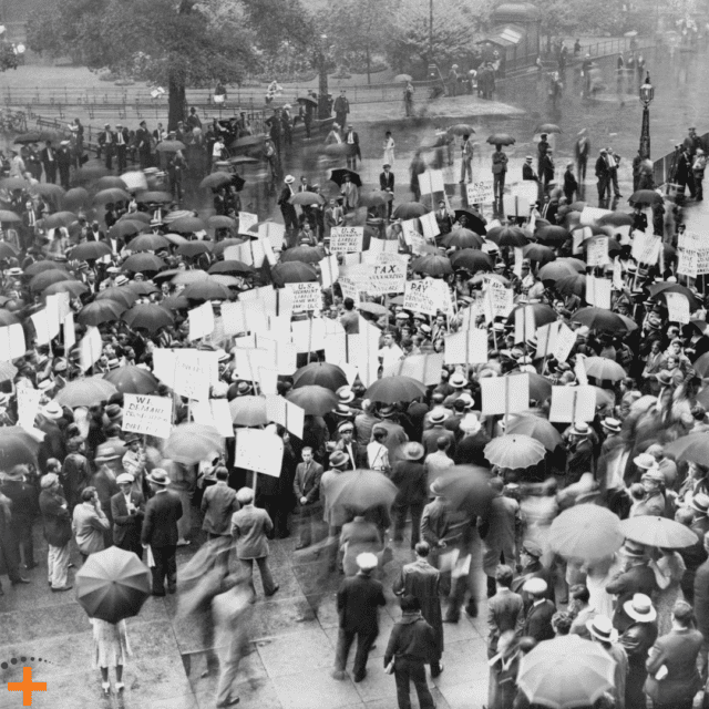 Great Depression banking failure protests 