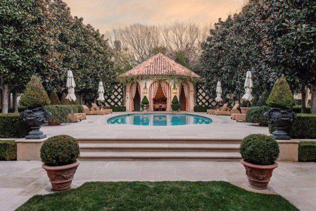 Outdoor swimming pool at John Calvert's Dallas mansion
