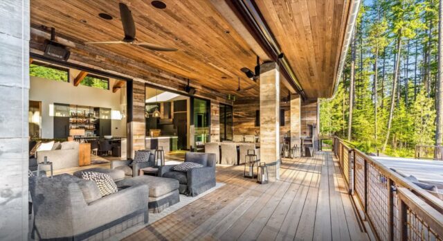 Relaxing deck overlooking the Idaho wilderness.