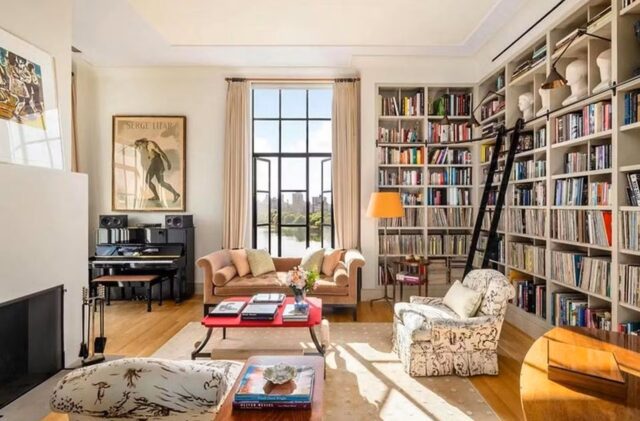 Midler's NYC library inside her celebrity house for sale 