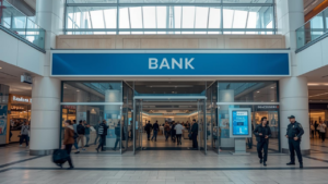 Modern bank branch in a retail space focused on community and relationship banking