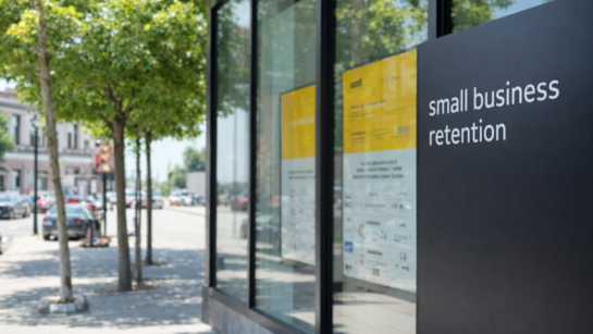 Community banker advising a small business owner on growth strategy. Small Business Retention