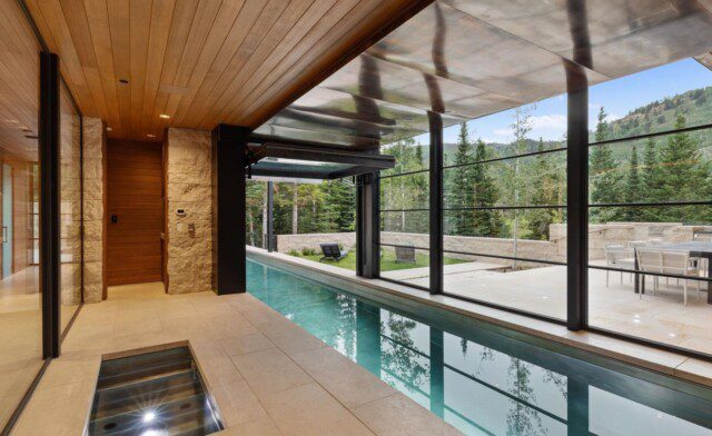 Stunning indoor infinity pool in Russell Weiner’s home. 