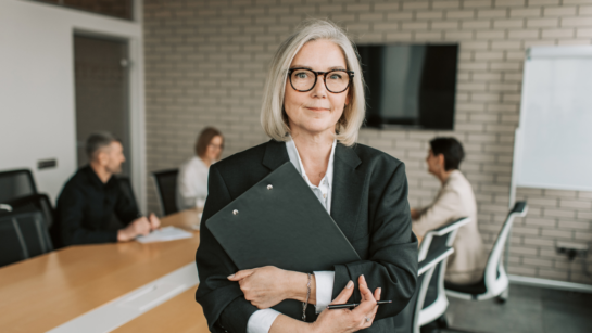 Women in banking discussing leadership and workplace culture