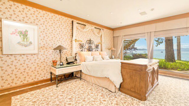 Guest bedroom interior of Steve Wynn's Lake Tahoe estate 