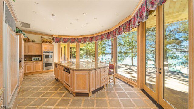 Modern kitchen layout with stunning views in Park City, UT. 